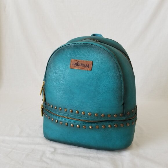 NWT! Wrangler Faux Leather Backpack w/Hammered Studs Accent & Unique Flaw - Picture 1 of 16